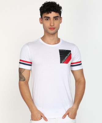 PETER ENGLAND Solid Men Round Neck White T-Shirt