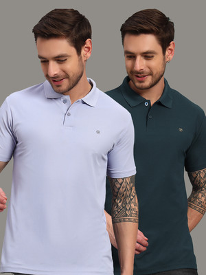 TRIUS Solid Men Polo Neck Purple T-Shirt