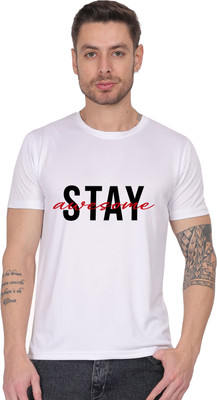 AltaModa Graphic Print Men Round Neck White T-Shirt