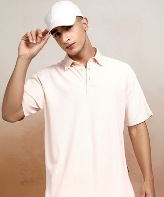 HIGHLANDER Self Design Men Polo Neck Pink T-Shirt