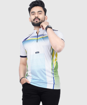 dhaari by unique creation Sporty Men Mandarin Collar White T-Shirt
