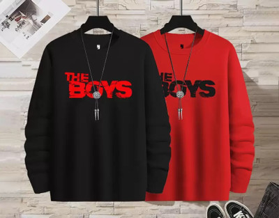 FabryKa Printed Men Round Neck Black, Red T-Shirt