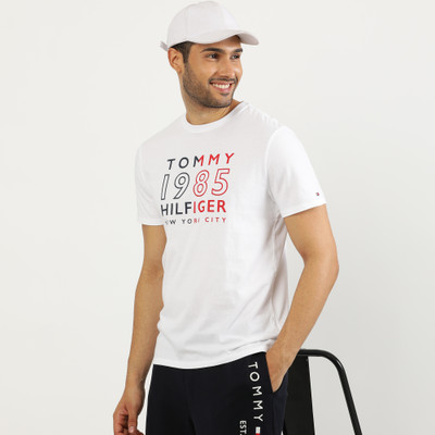 TOMMY HILFIGER Printed Men Round Neck White T-Shirt