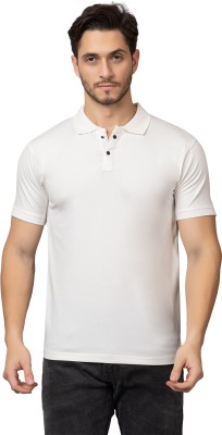 VEESHI Solid Men Polo Neck White T-Shirt