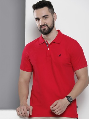 NAUTICA Solid Men Polo Neck Red T-Shirt