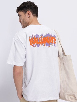 Glitchez Printed Men Round Neck White T-Shirt