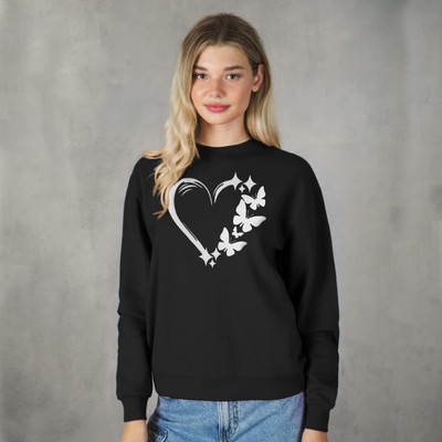 HOC Printed Women Round Neck Black T-Shirt