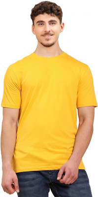 Shvet Solid Men Round Neck Yellow T-Shirt