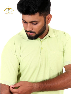 CRAFT N FIT Solid Men Polo Neck Light Green T-Shirt