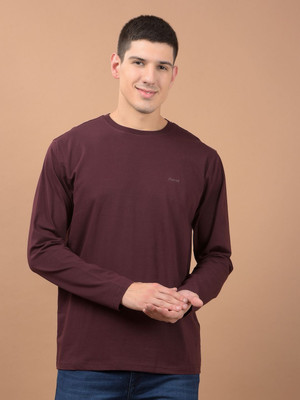 CANTABIL Solid Men Round Neck Maroon T-Shirt