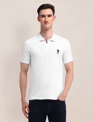 U.S. POLO ASSN. Solid Men Polo Neck White T-Shirt
