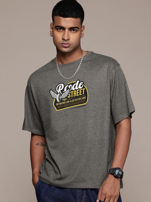 R.Code by The Roadster Life Co. Graphic Print Men Round Neck Grey T-Shirt