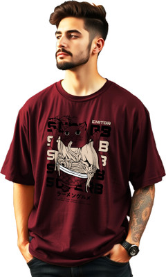 AUSK Self Design Men Round Neck Maroon T-Shirt