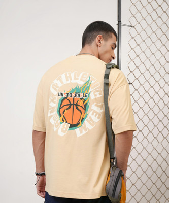 HIGHLANDER Printed Men Round Neck Beige T-Shirt