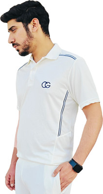 CALIGOSTLE Solid Men Polo Neck White T-Shirt