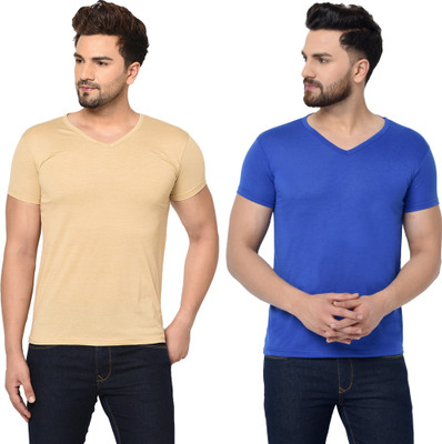 Tresna Fab Solid Men V Neck Multicolor T-Shirt