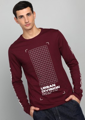 METRONAUT Printed Men Round Neck Maroon T-Shirt