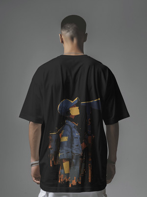 PS ENTERPRISES Graphic Print Men Round Neck Black T-Shirt