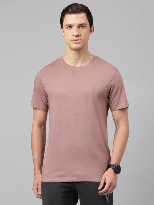 VAN HEUSEN Solid Men Crew Neck Pink T-Shirt