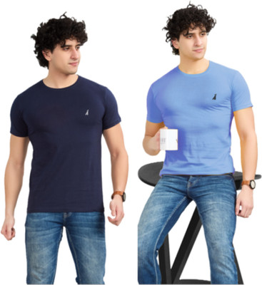 Adarsh Classic Solid Men Crew Neck Black, White T-Shirt