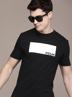 FCUK Printed Men Round Neck Black T-Shirt