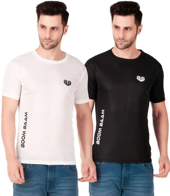 PUREHYPE Printed Men Round Neck White, Black T-Shirt