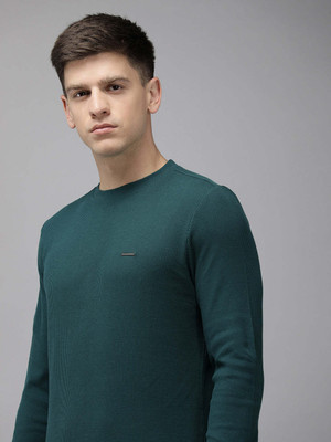 THE BEAR HOUSE Self Design Men Round Neck Green T-Shirt