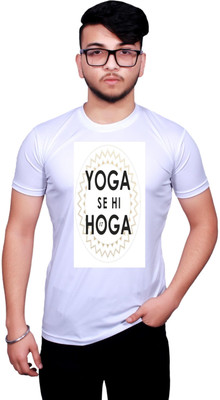 KRYONIX Printed, Typography Men Round Neck White T-Shirt