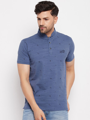 DUKE Printed Men Mandarin Collar Blue T-Shirt