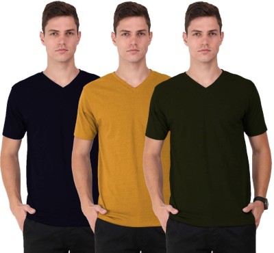 THE BLAZZE Solid Men Round Neck Multicolor T-Shirt