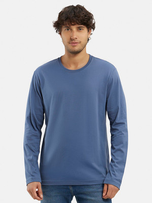 JOCKEY Solid Men Round Neck Blue T-Shirt
