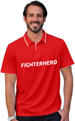 Fighterheero Printed Men Polo Neck Red T-Shirt