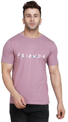 SLOWLORIS Typography Men Round Neck Purple T-Shirt