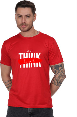 Gargelectronics Typography Men Round Neck Red, White T-Shirt
