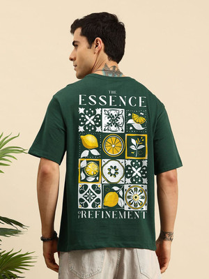 Mast & Harbour Printed Men Round Neck Green T-Shirt