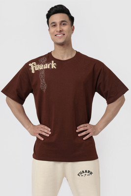 FuaarK Solid Men Round Neck Brown T-Shirt