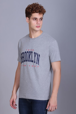 Zeffit Printed Men Round Neck Grey T-Shirt