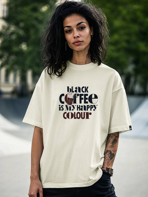 BEWAKOOF Typography Women Round Neck Beige T-Shirt