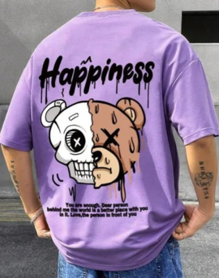 Detour Graphic Print Men Round Neck Purple T-Shirt