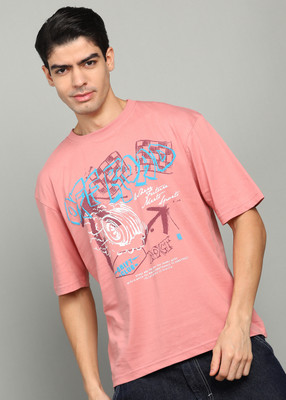 KILLER Printed Men Round Neck Pink T-Shirt