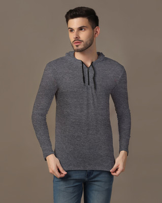 tfurnish Solid Men Hooded Neck Grey T-Shirt