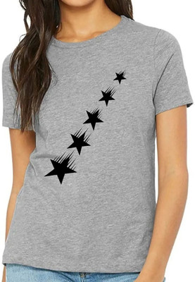 Nilan Tees Wear Printed Women Round Neck Grey T-Shirt