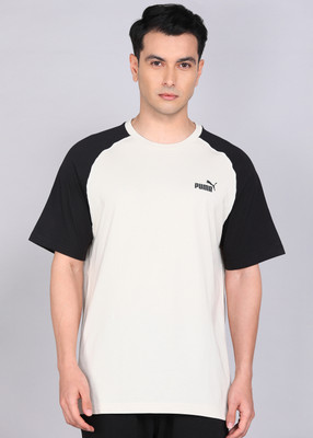 PUMA Colorblock Men Crew Neck White T-Shirt