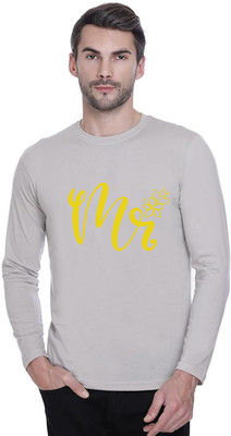 LV CARE Printed, Self Design Men Round Neck Grey T-Shirt