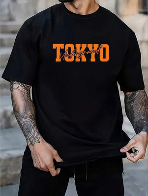 TQH Typography Men Round Neck Black T-Shirt
