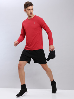 TECHNOSPORT Solid Men Round Neck Red T-Shirt