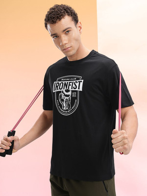 HRX by Hrithik Roshan Printed Men Round Neck Black T-Shirt