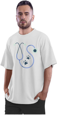 KRYONIX Printed Men Round Neck White T-Shirt
