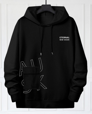 GESPO Typography Men Hooded Neck Black T-Shirt