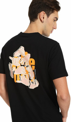 FLYING MACHINE Printed Men Round Neck Black T-Shirt